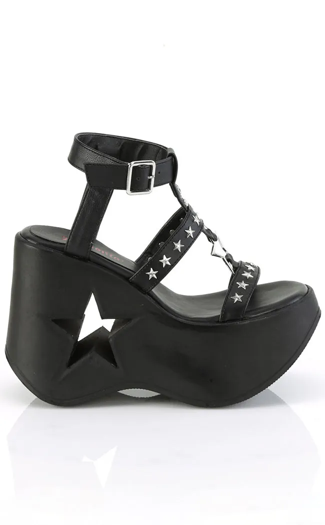 DYNAMITE-12 Black Matte Wedge Sandals