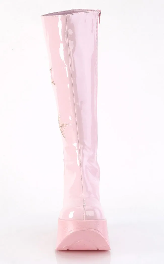 DYNAMITE-218 Baby Pink Patent/Glitter Knee Boots