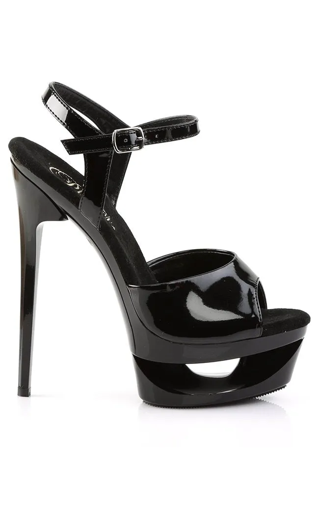 ECLIPSE-609 Black Patent Platform Heels