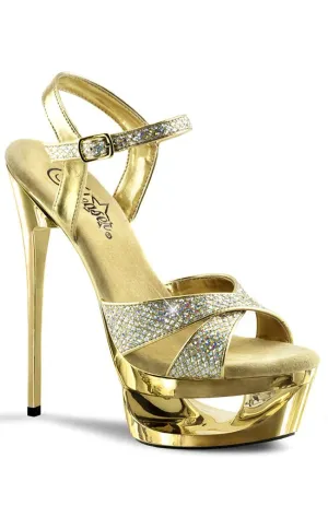 ECLIPSE-619G Gold Snakeskin Platform Heels