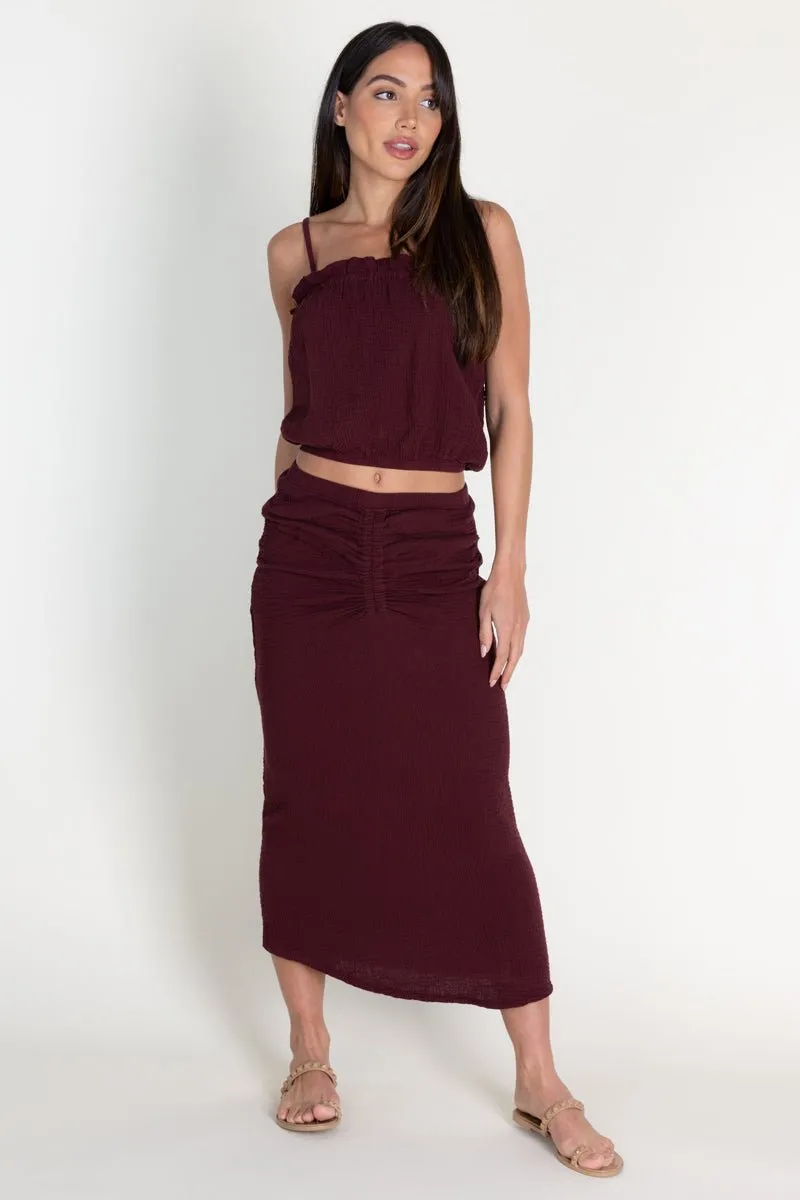 EL PORTO CINCHED FRONT GAUZE SKIRT