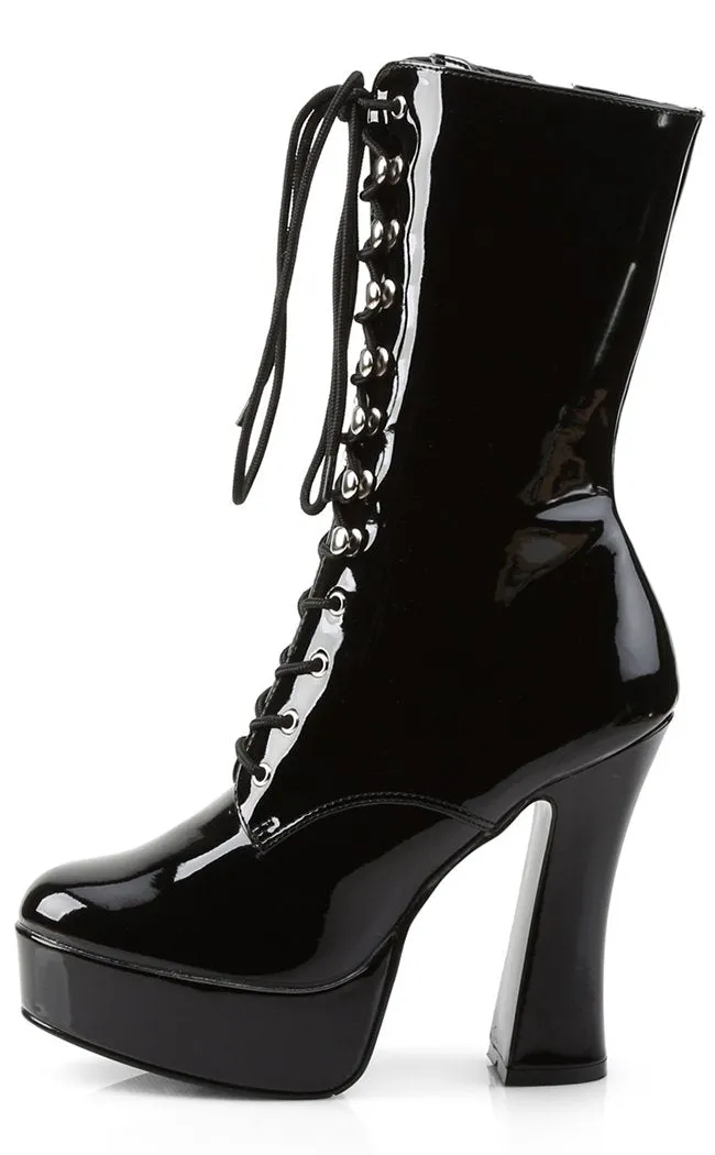 ELECTRA-1020 Black Patent Ankle Boots