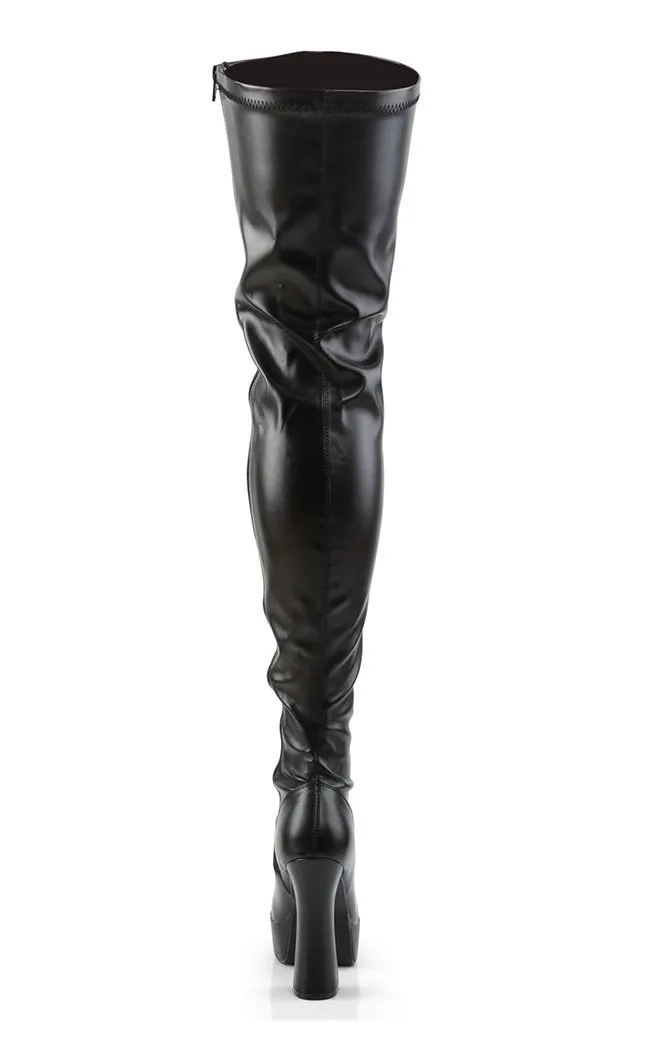 ELECTRA-3000Z Black Vegan Leather Thigh High Boots