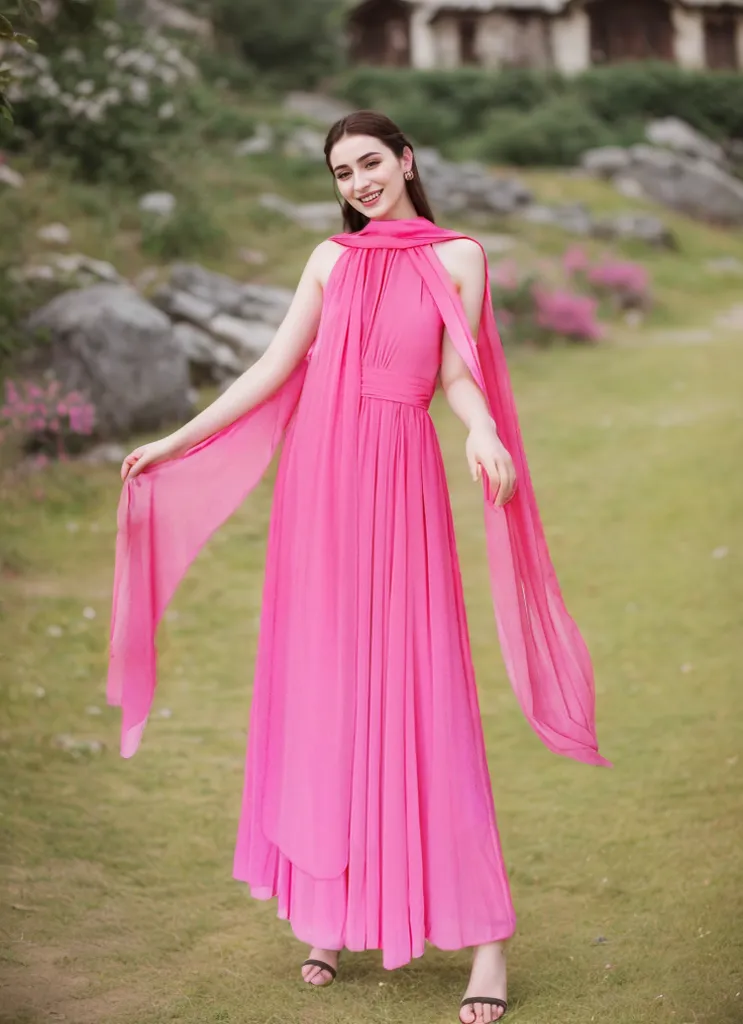 Elegant Halter Neck flowy ribbon A-line Chiffon prom dress