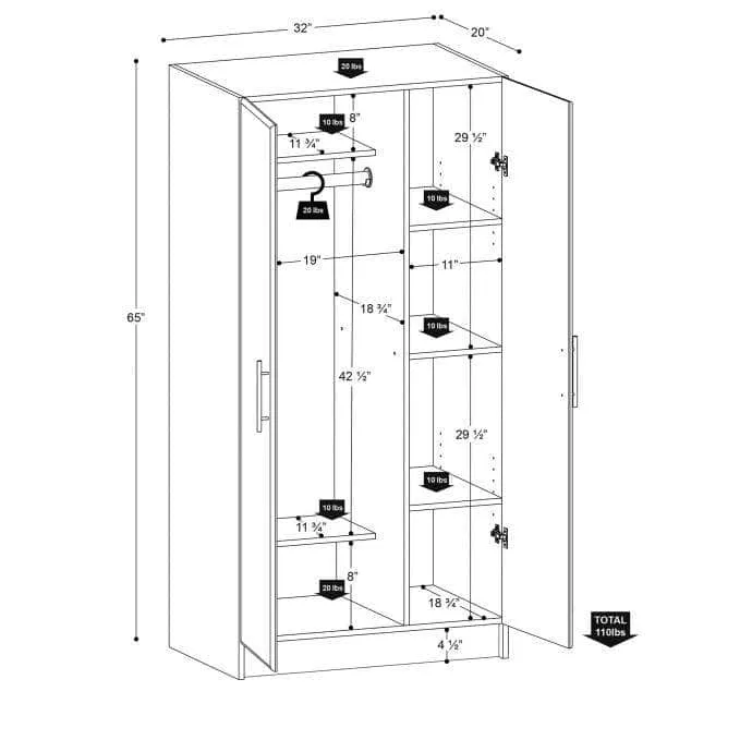 Elite Wardrobe With Storage - Available in 4 Colours