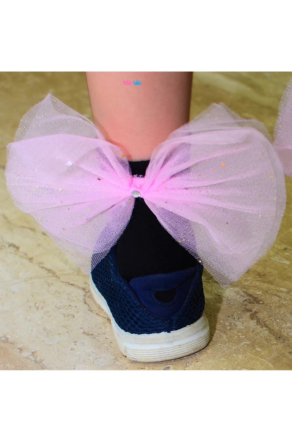 Embellished pink bow socks