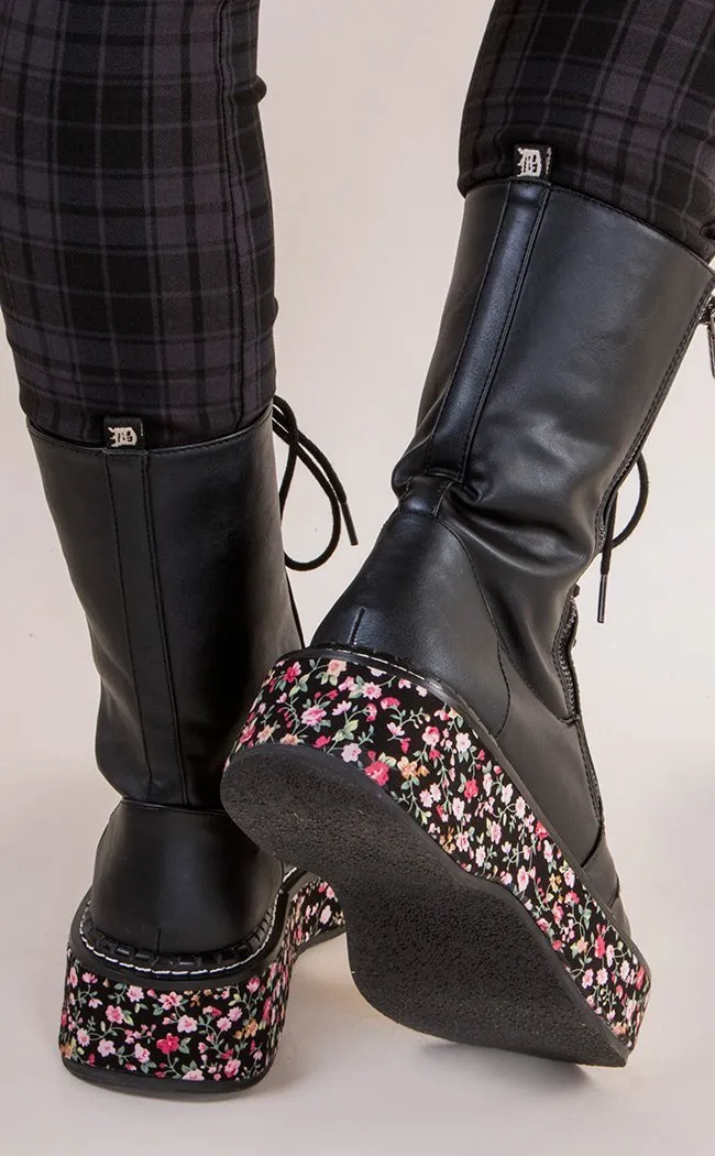 EMILY-350 Black Floral Boots