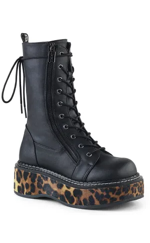 EMILY-350 Black Leopard Boots