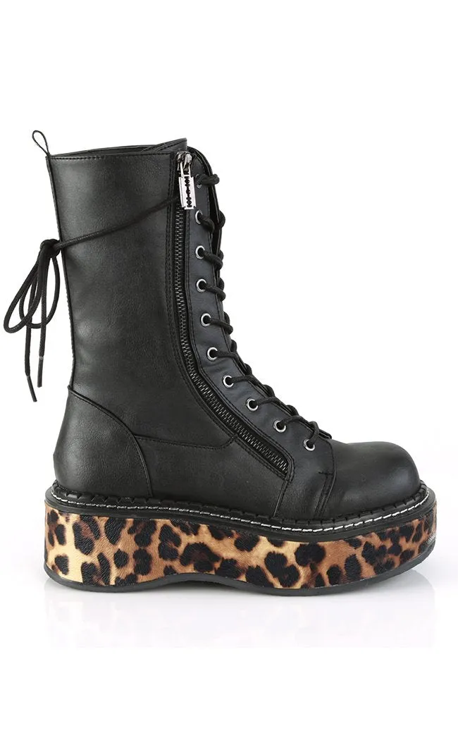 EMILY-350 Black Leopard Boots