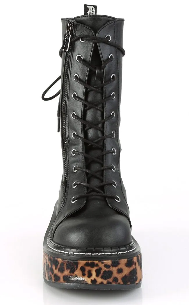 EMILY-350 Black Leopard Boots