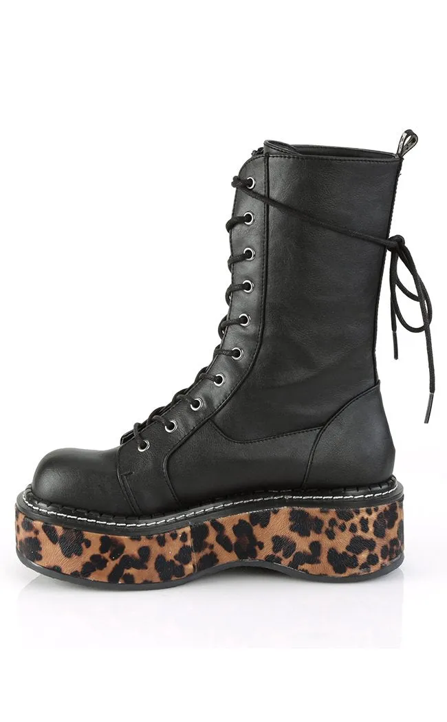 EMILY-350 Black Leopard Boots