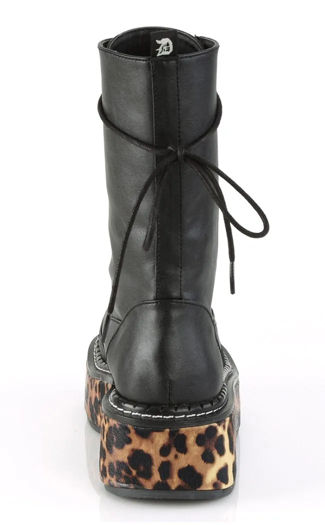 EMILY-350 Black Leopard Boots