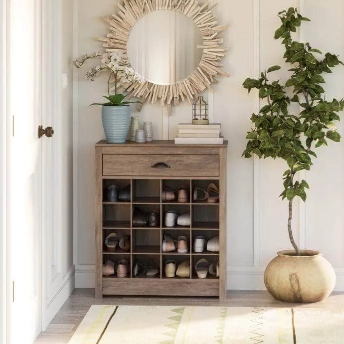 Entryway Shoe Storage Cabinet with 16 Cubbies - Available in 2 Colours