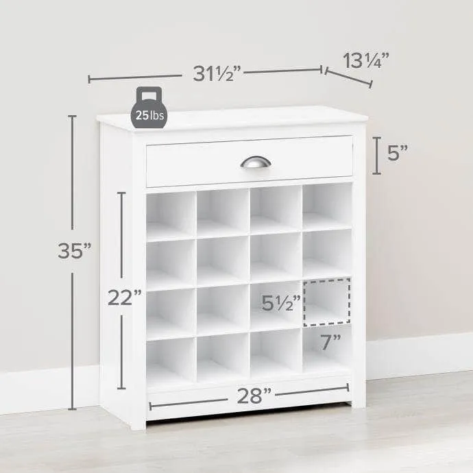 Entryway Shoe Storage Cabinet with 16 Cubbies - Available in 2 Colours