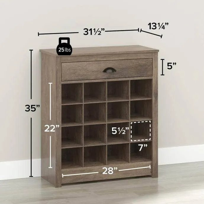 Entryway Shoe Storage Cabinet with 16 Cubbies - Available in 2 Colours