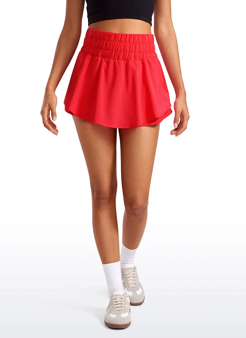 Feathery-Fit Soft High Waisted 2 in 1 Flowy Shorts with Zip Pockets