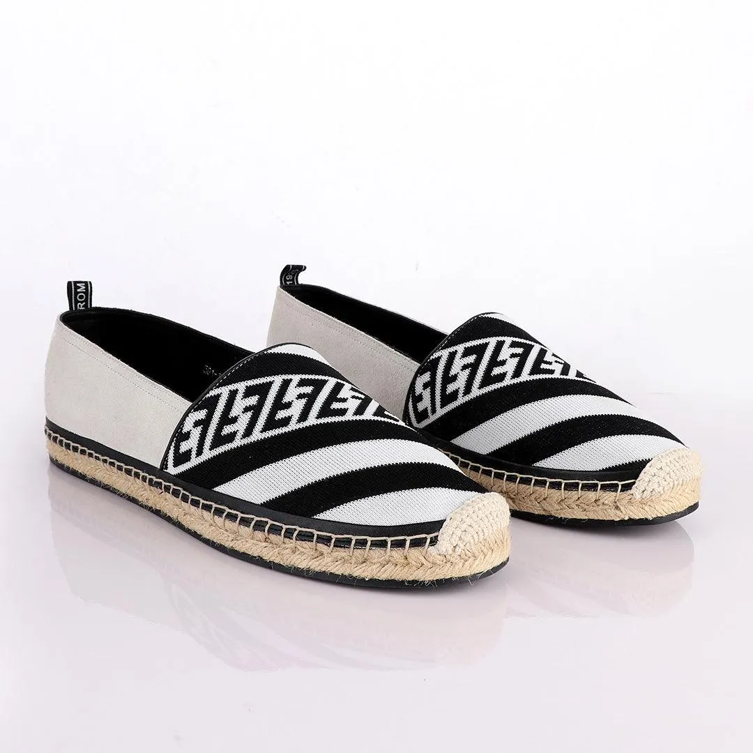 Fendi Roma CowHide Black White Shoe