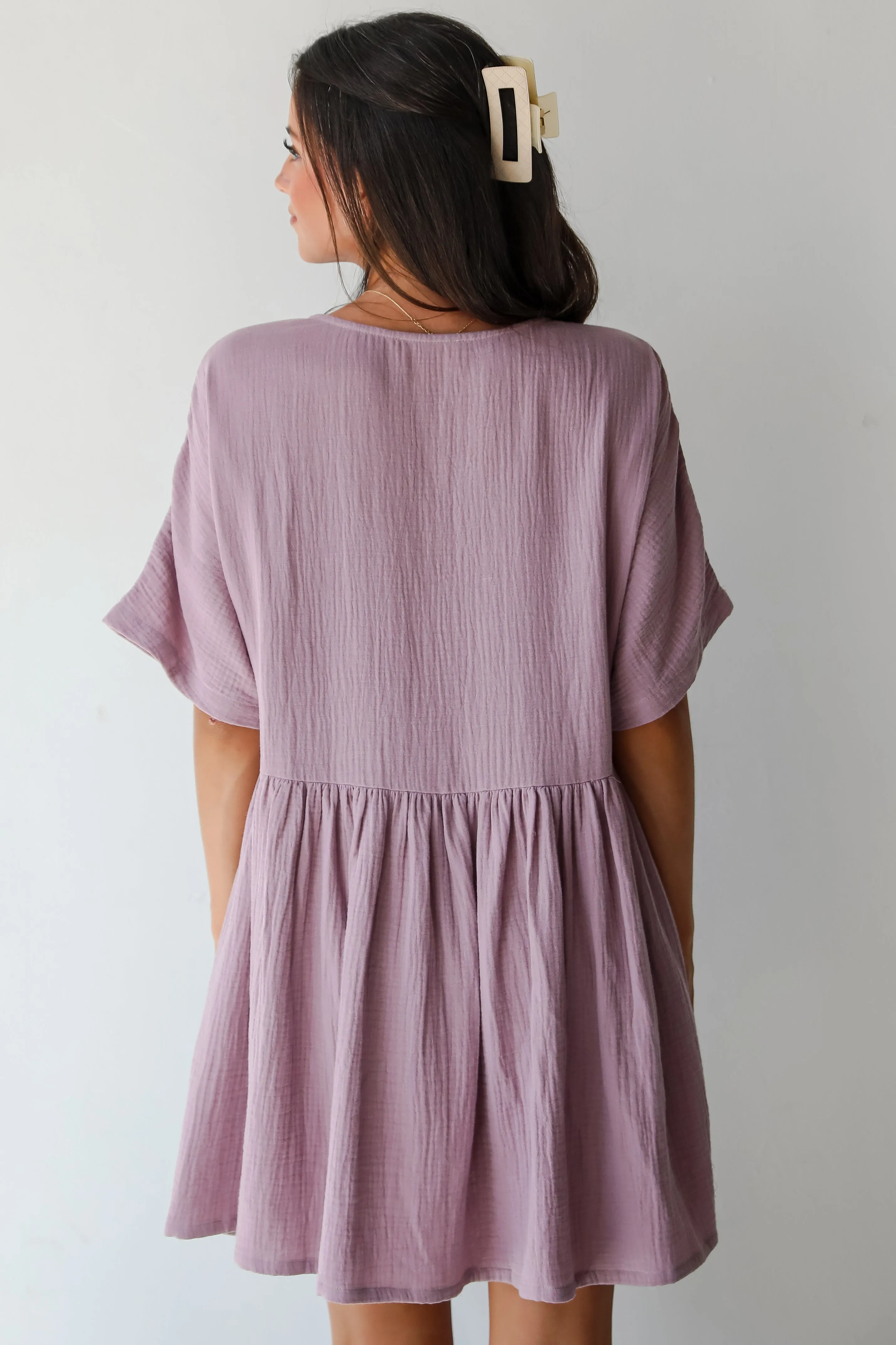 FINAL SALE - Cute On Cue Lilac Linen Babydoll Mini Dress