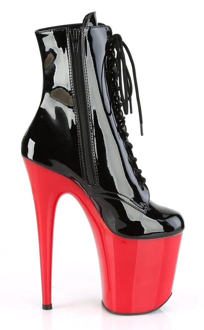 FLAMINGO-1020 Black & Red Patent Ankle Boots