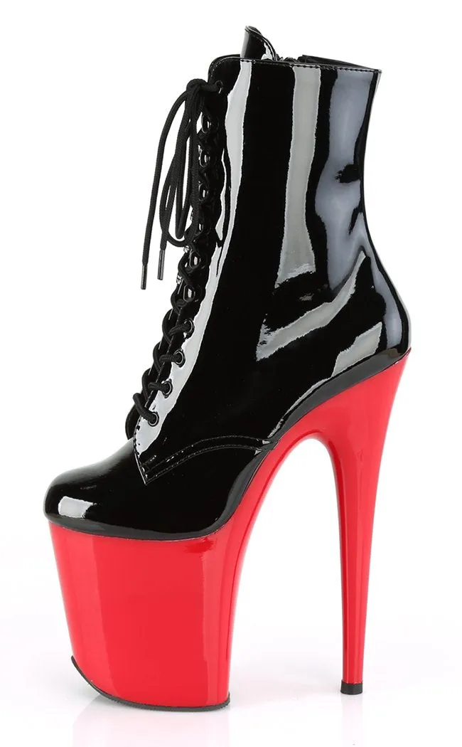 FLAMINGO-1020 Black & Red Patent Ankle Boots