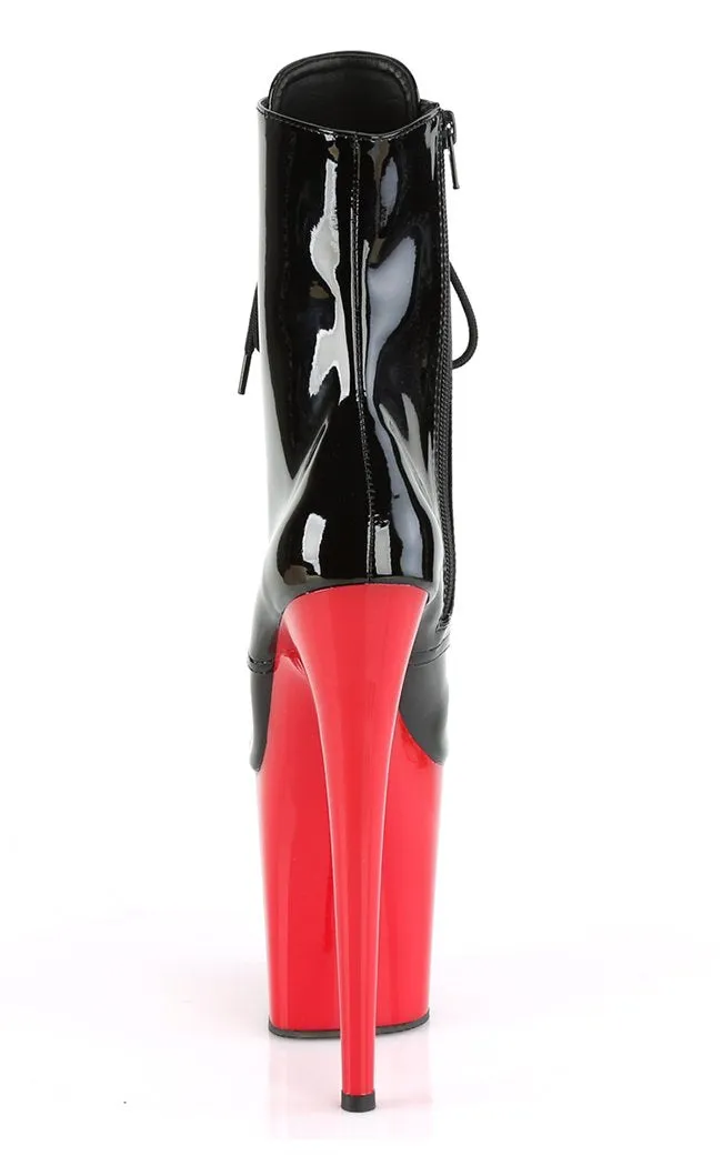 FLAMINGO-1020 Black & Red Patent Ankle Boots