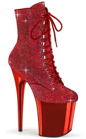 FLAMINGO-1020CHRS Red Rhinestone Ankle Boots