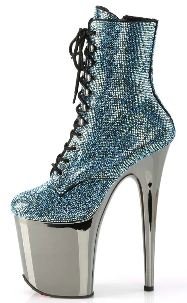 FLAMINGO-1020CHRS Turquoise Rhinestone Boots