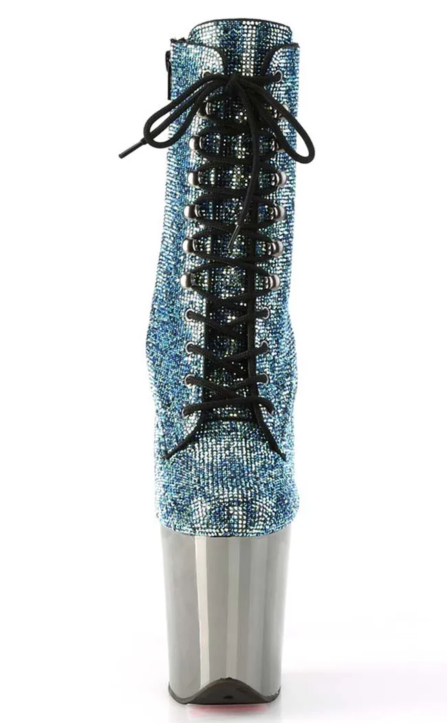 FLAMINGO-1020CHRS Turquoise Rhinestone Boots