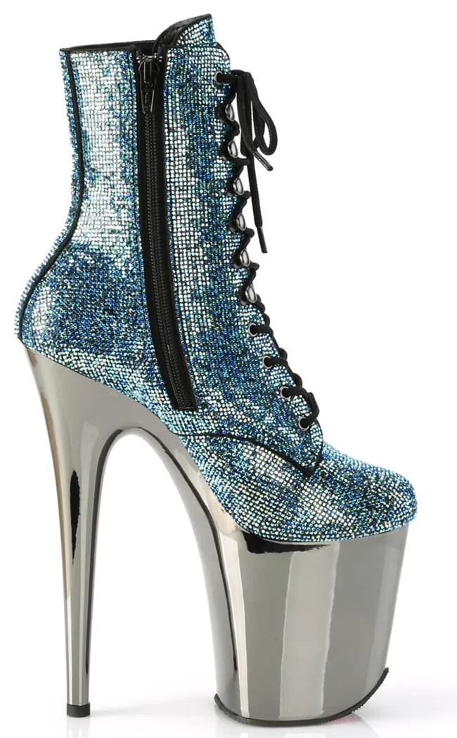 FLAMINGO-1020CHRS Turquoise Rhinestone Boots