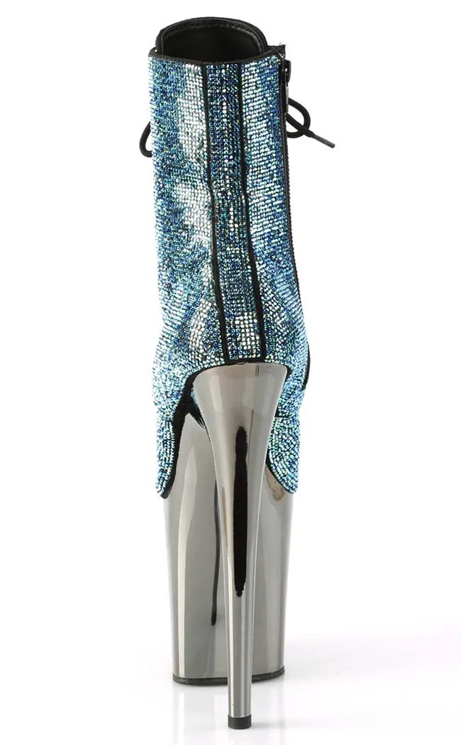 FLAMINGO-1020CHRS Turquoise Rhinestone Boots