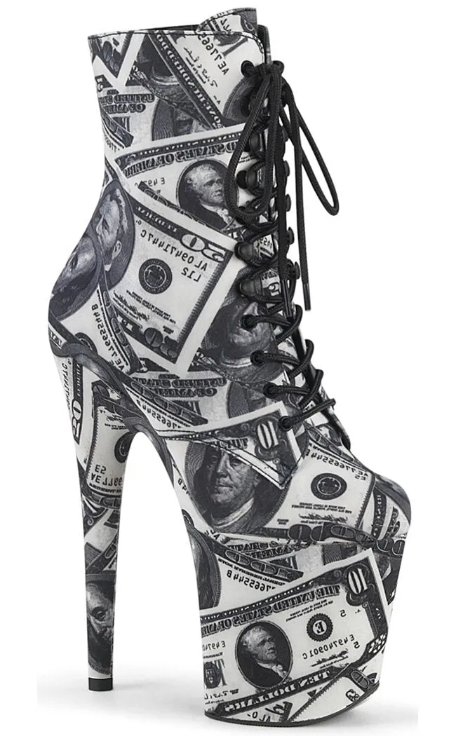 FLAMINGO-1020DP Money Print Ankle Boots