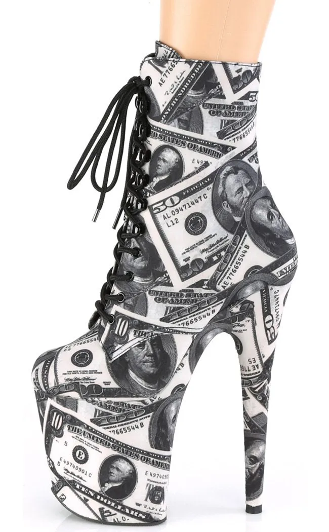 FLAMINGO-1020DP Money Print Ankle Boots