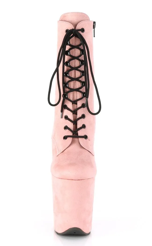 FLAMINGO-1020FS Baby Pink Suede Ankle Boots