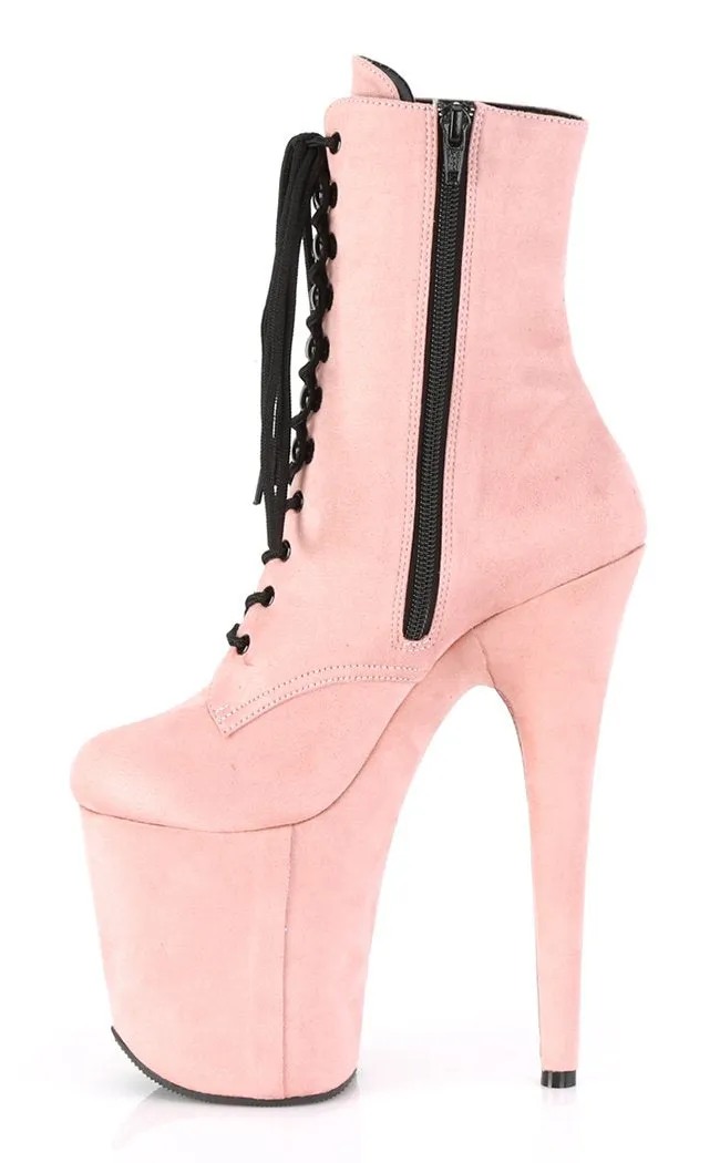 FLAMINGO-1020FS Baby Pink Suede Ankle Boots