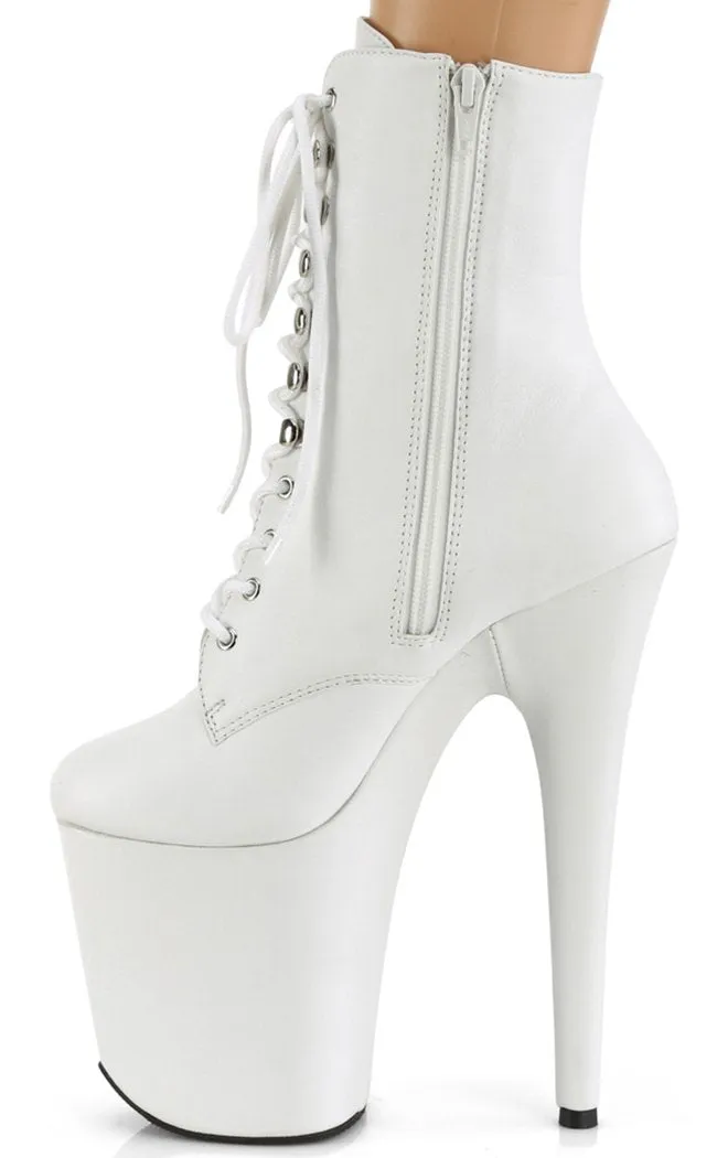 FLAMINGO-1020LWR White Leather Ankle Boots