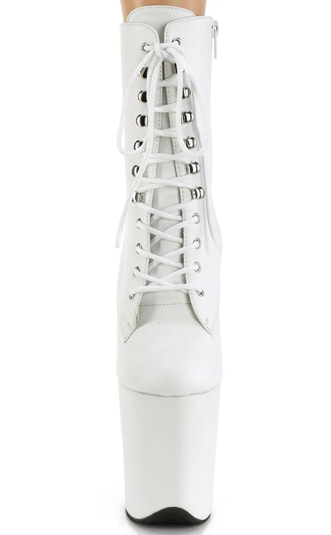 FLAMINGO-1020LWR White Leather Ankle Boots