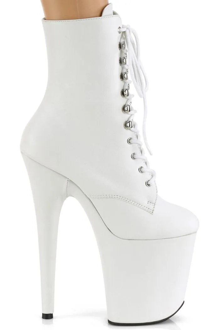 FLAMINGO-1020LWR White Leather Ankle Boots