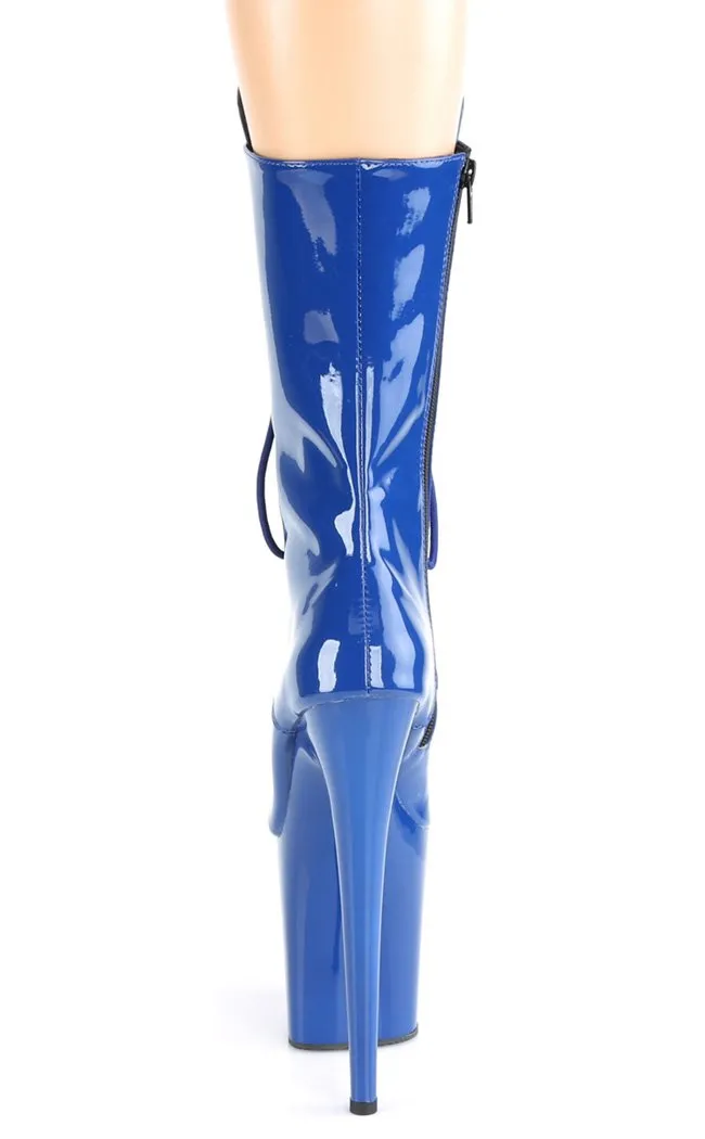 FLAMINGO-1050 Royal Blue Patent Mid Calf Boots