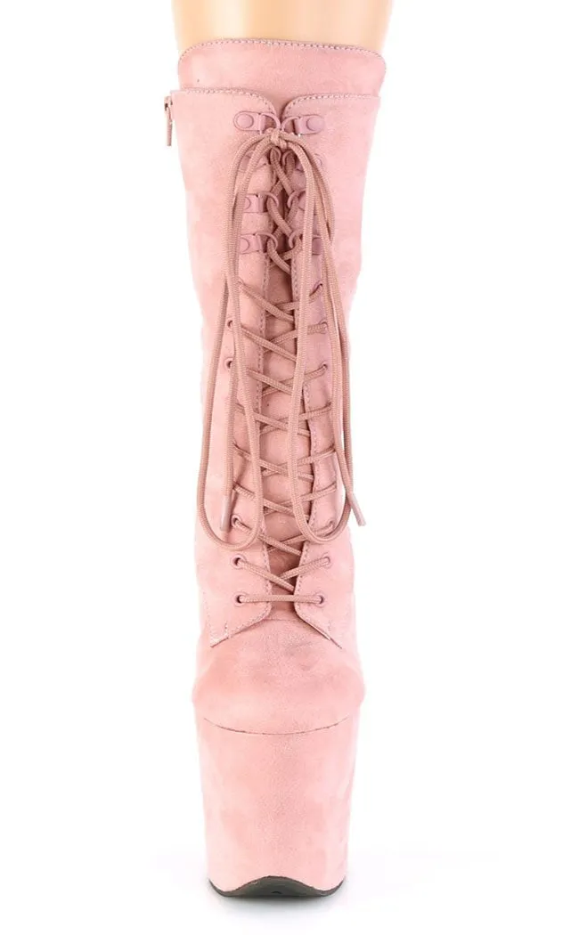 FLAMINGO-1050FS Baby Pink Suede Mid Calf Boots