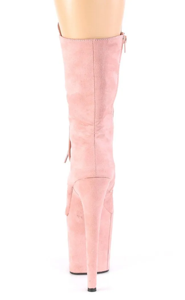 FLAMINGO-1050FS Baby Pink Suede Mid Calf Boots