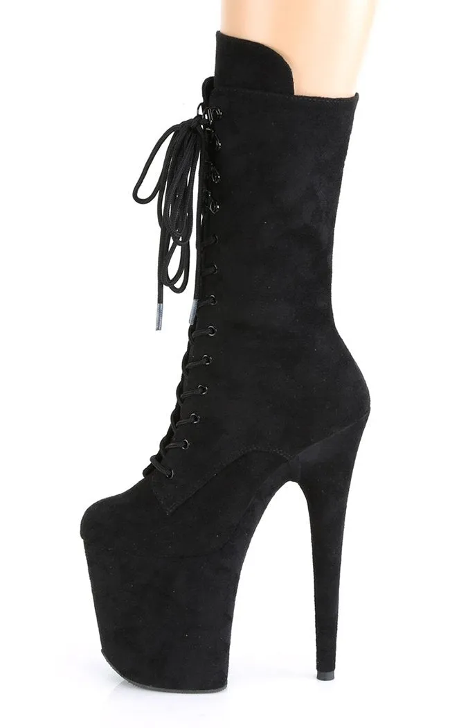 FLAMINGO-1050FS Black Suede Mid Calf Boots