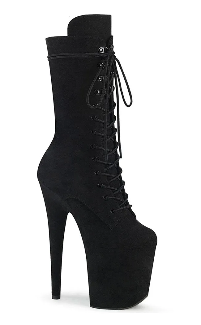 FLAMINGO-1050FS Black Suede Mid Calf Boots