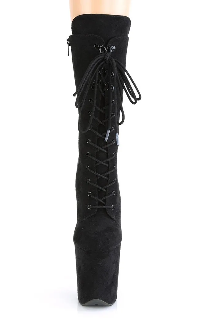 FLAMINGO-1050FS Black Suede Mid Calf Boots