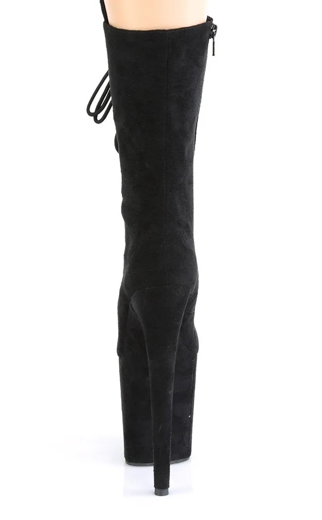 FLAMINGO-1050FS Black Suede Mid Calf Boots