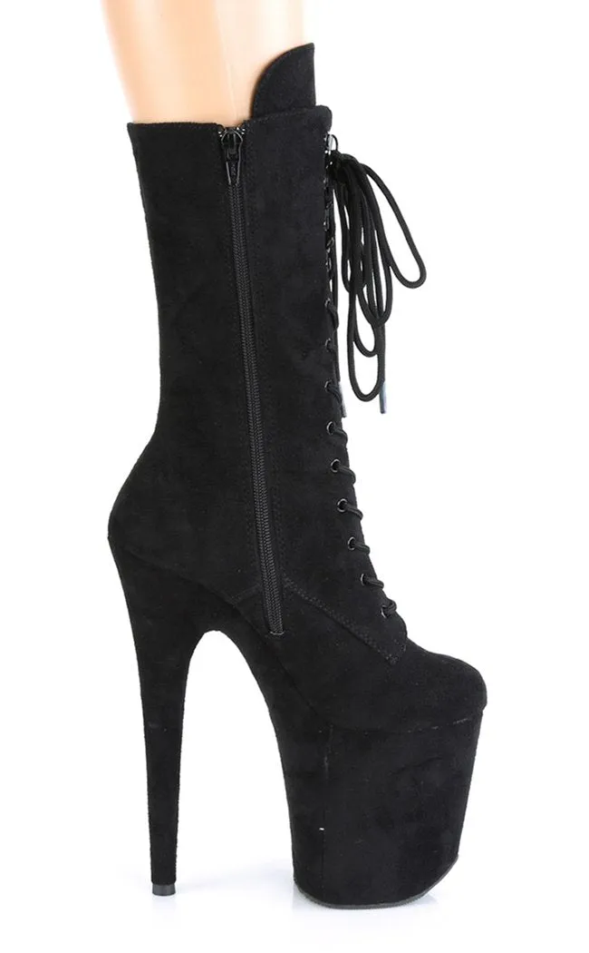 FLAMINGO-1050FS Black Suede Mid Calf Boots