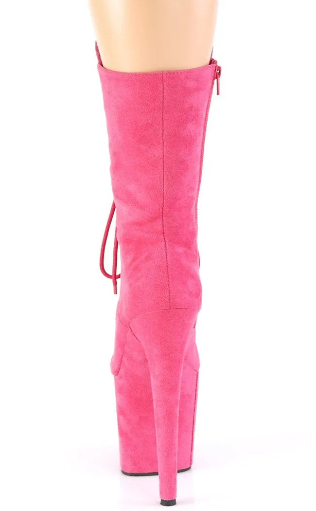 FLAMINGO-1050FS Hot Pink Suede Mid Calf Boots