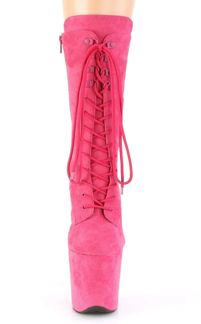 FLAMINGO-1050FS Hot Pink Suede Mid Calf Boots