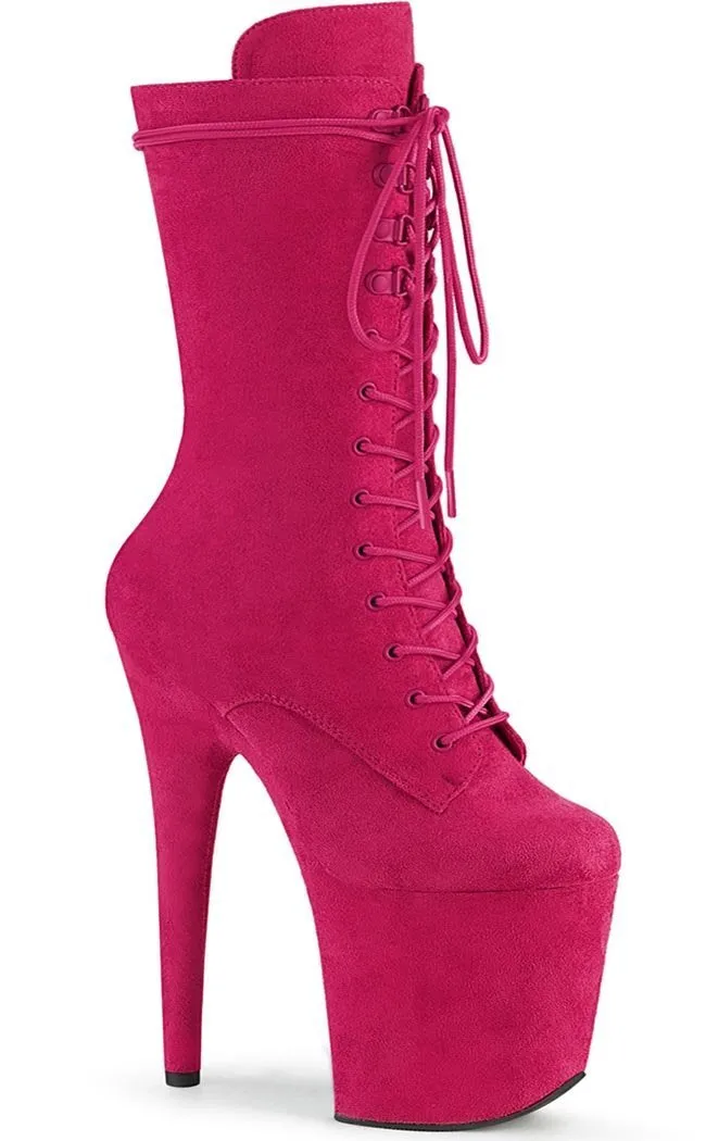 FLAMINGO-1050FS Hot Pink Suede Mid Calf Boots