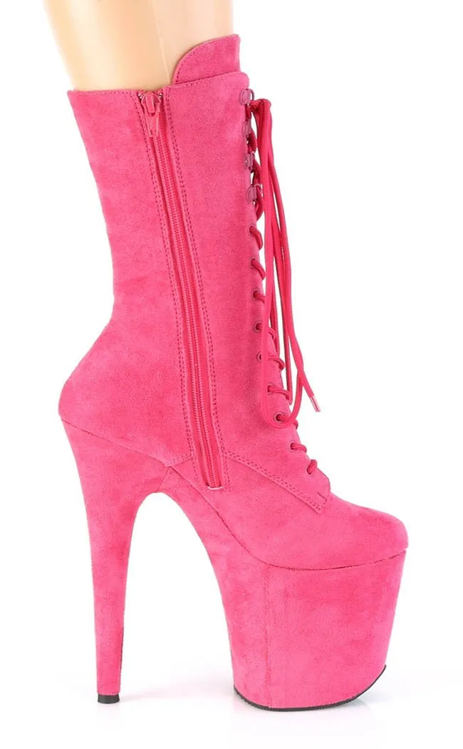 FLAMINGO-1050FS Hot Pink Suede Mid Calf Boots