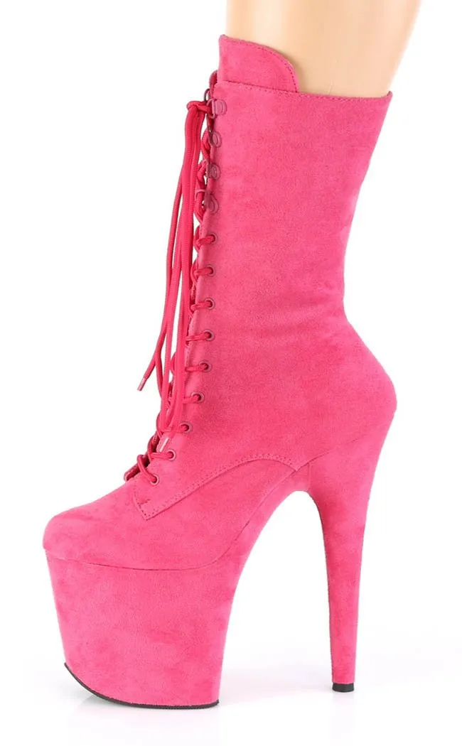 FLAMINGO-1050FS Hot Pink Suede Mid Calf Boots